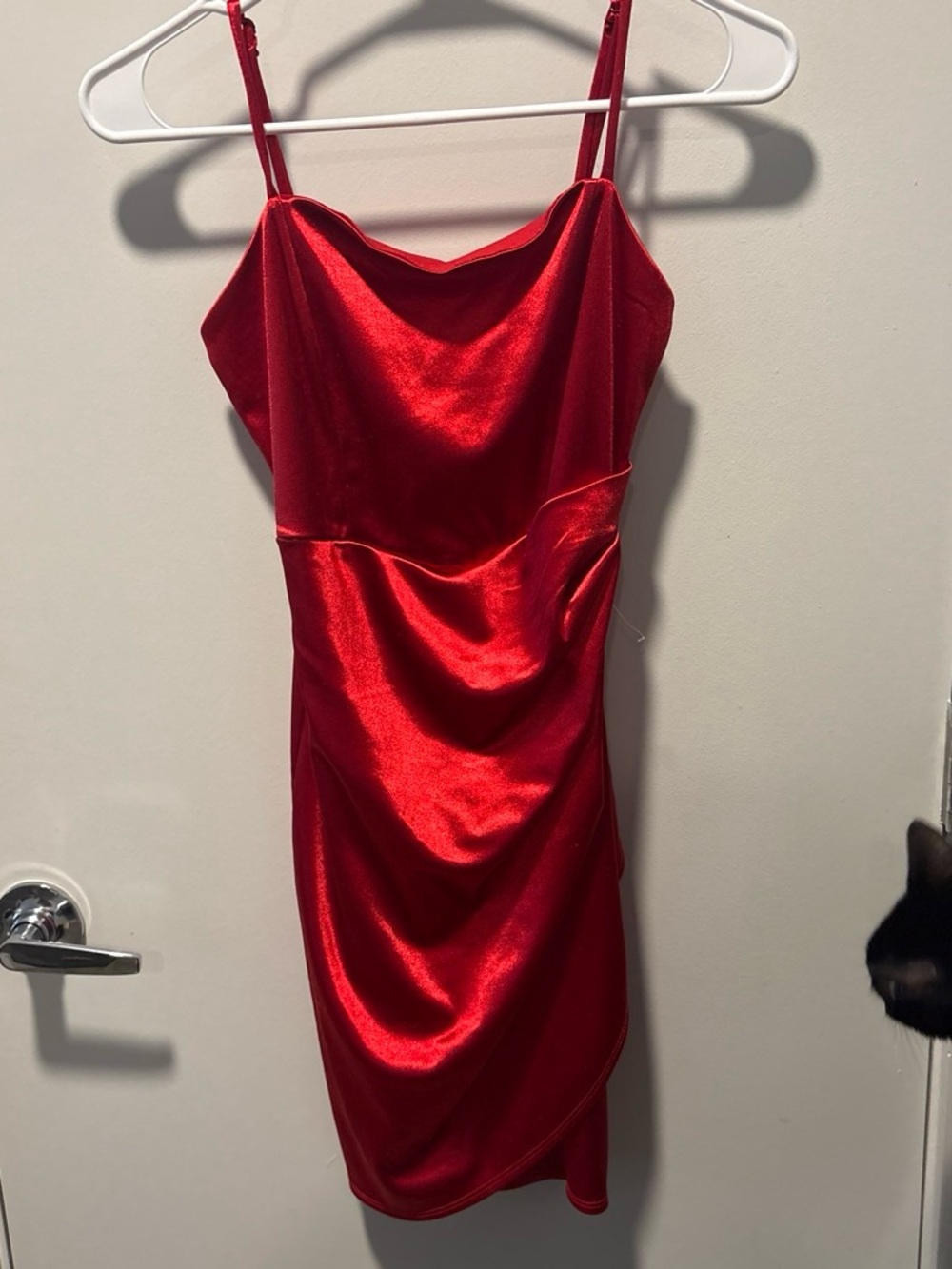 Emerald Sundae Red Satin Slip Mini Dress